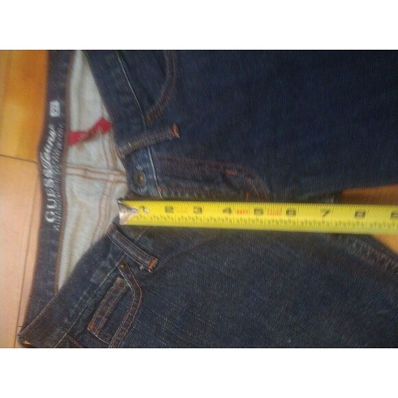 Guess Womens Foxy Flare Front Dip Distressed Hem Dark Blue Jeans Size 27 Small - Picture 3 of 8